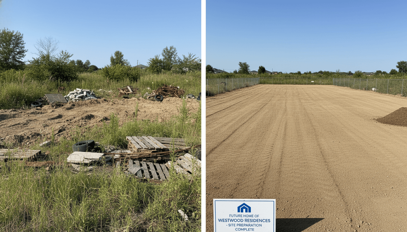 Before and after comparison of professional land grading service